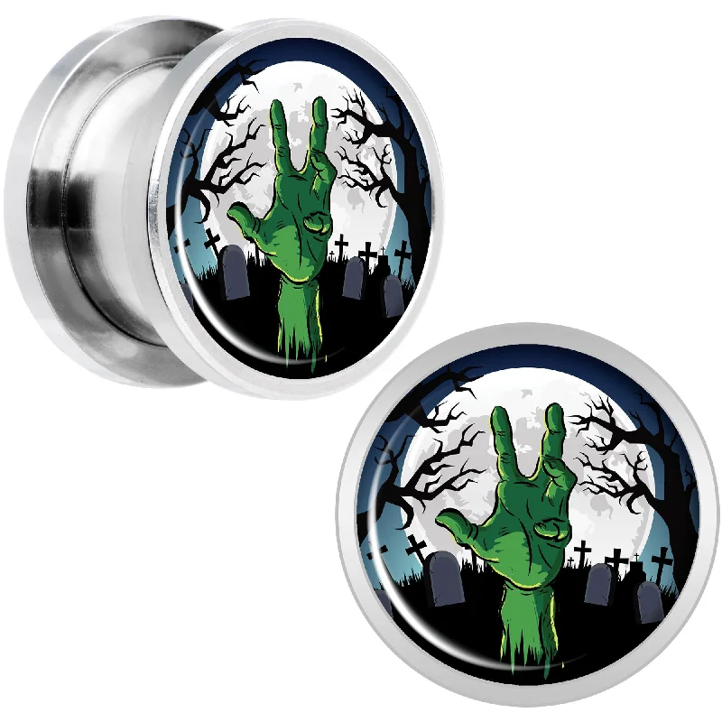 Women's Earrings – Elegant Designs for Every Personality--Cemetery Zombie Hand Halloween Plug Set 1/2 Women's Earrings – Elegant Designs for Every Personality--Cemetery Zombie Hand Halloween Plug Set 1/2