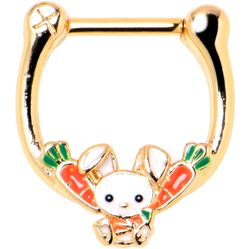 Nose Rings with Simple Finish -16 Gauge 5/16 Gold Tone Cutie Easter Bunny Cartilage Clicker Nose Rings with Simple Finish -16 Gauge 5/16 Gold Tone Cutie Easter Bunny Cartilage Clicker