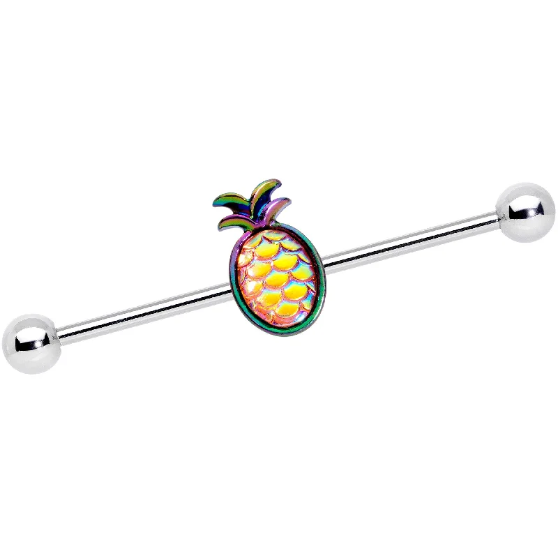 Women's Earrings – Elegant Designs for Every Personality--14 Gauge Rainbow Iridescent Dreamy Pineapple Industrial Barbell 38mm Women's Earrings – Elegant Designs for Every Personality--14 Gauge Rainbow Iridescent Dreamy Pineapple Industrial Barbell 38mm