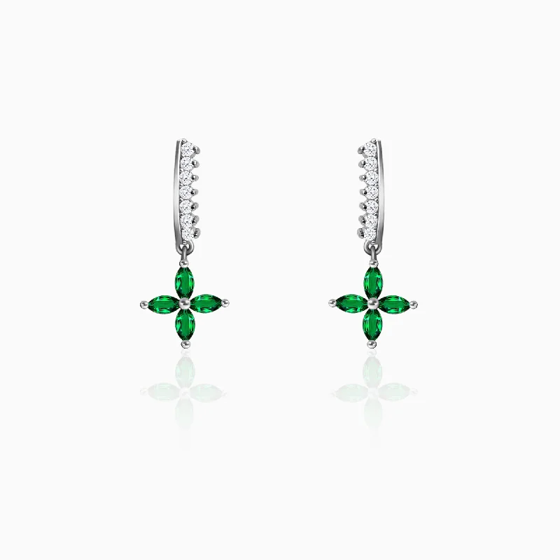 Women's Earrings – Elegant Designs for Every Personality--Silver Emerald Green Flower Earrings