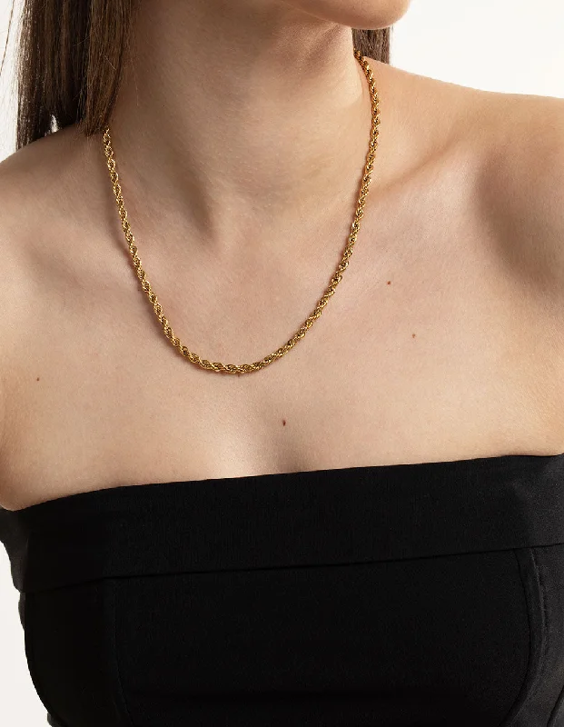 Shop Classic Women's Necklaces & Pendants with a Modern Twist-Waterproof Gold Plated Stainless Steel Thick Twist Chain Necklace Shop Classic Women's Necklaces & Pendants with a Modern Twist-Waterproof Gold Plated Stainless Steel Thick Twist Chain Necklace