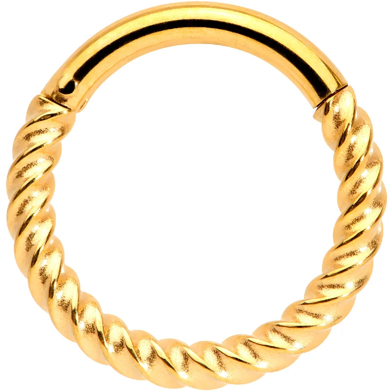 Fashion-Forward Lip Rings14 Gauge 3/8 Gold Tone Twisted Elegance Septum Clicker