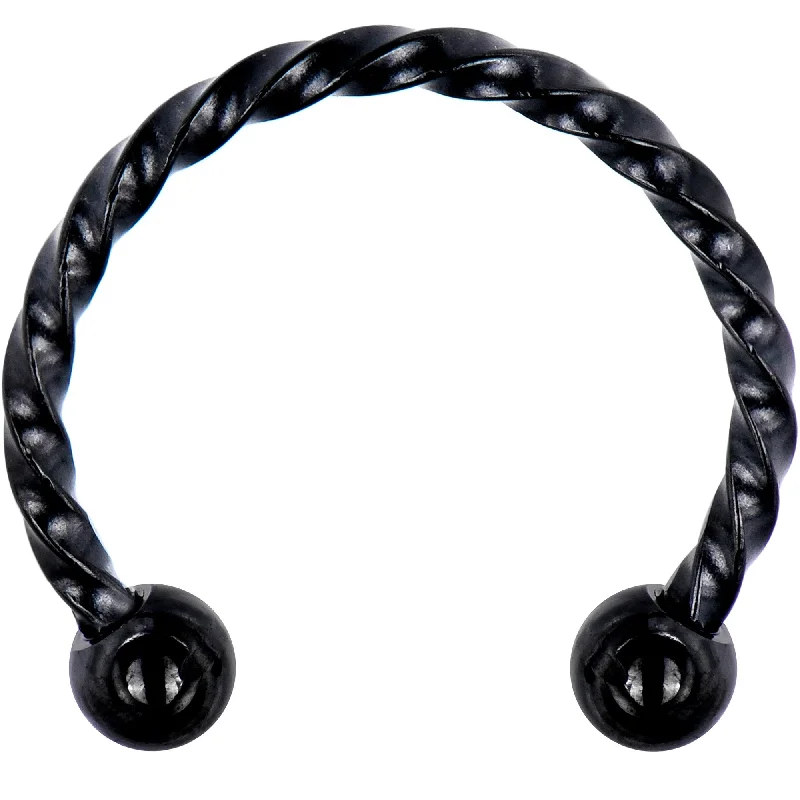 Designer Lip Rings for Bold Fashion Statements16 Gauge 1/2 Black Seriously Twisted Horseshoe Circular Barbell Designer Lip Rings for Bold Fashion Statements16 Gauge 1/2 Black Seriously Twisted Horseshoe Circular Barbell