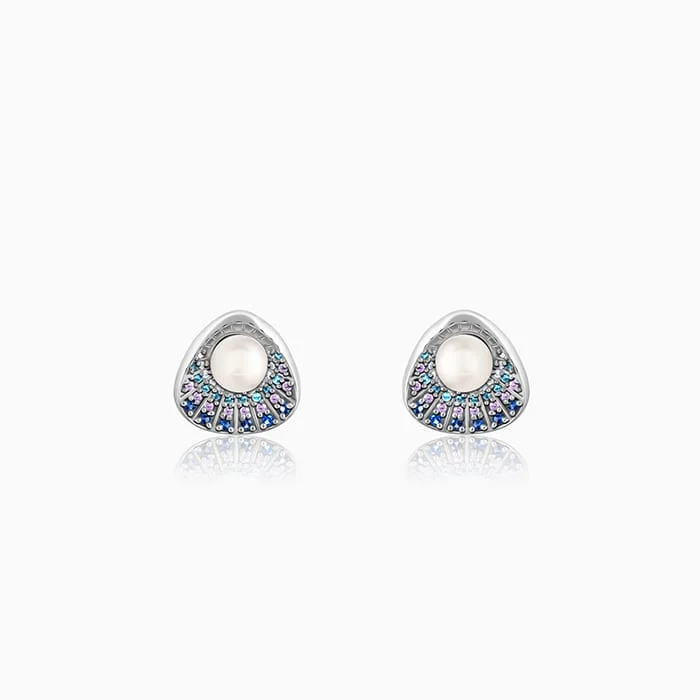 Women's Earrings – Elegant Designs for Every Personality--Silver Pearl in a Shell Stud Earrings