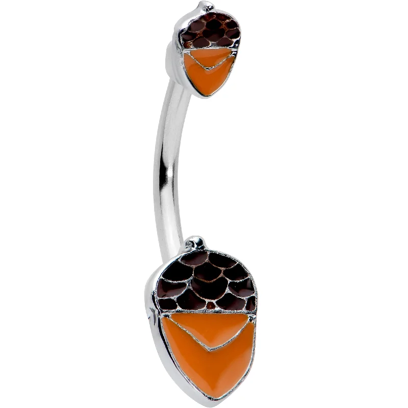 Designer Belly Rings for Stunning Style -Autumn Acorn Brown Orange Fall Double Mount Belly Ring Designer Belly Rings for Stunning Style -Autumn Acorn Brown Orange Fall Double Mount Belly Ring