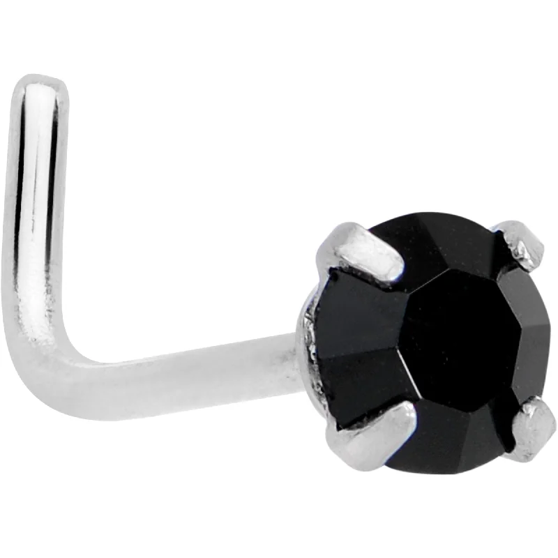Stylish Nose Rings with Personalized Touch -20 Gauge 1/4 Black 3mm CZ Gem Steel L-Shape Nose Ring Stylish Nose Rings with Personalized Touch -20 Gauge 1/4 Black 3mm CZ Gem Steel L-Shape Nose Ring