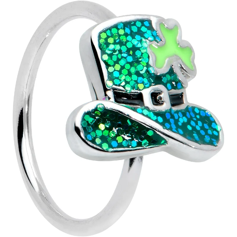 Nose Rings for Everyday Fashion -20 Gauge 5/16 Glitter Top Hat Shamrock St Patricks Nose Hoop Nose Rings for Everyday Fashion -20 Gauge 5/16 Glitter Top Hat Shamrock St Patricks Nose Hoop