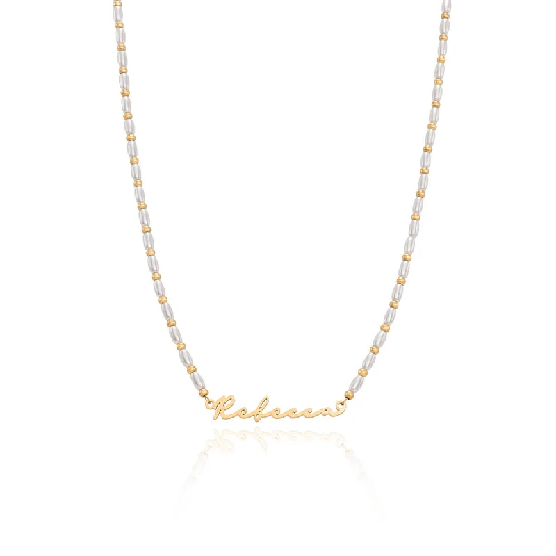 Shop Classic Women's Necklaces & Pendants with a Modern Twist-Pearl Chain Signature Name Necklace (Gold) Shop Classic Women's Necklaces & Pendants with a Modern Twist-Pearl Chain Signature Name Necklace (Gold)