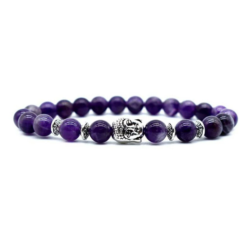 Unique Beaded Bracelets for Men with Natural Stones-Buddha Stones Amethyst Love Healing Bracelet Unique Beaded Bracelets for Men with Natural Stones-Buddha Stones Amethyst Love Healing Bracelet