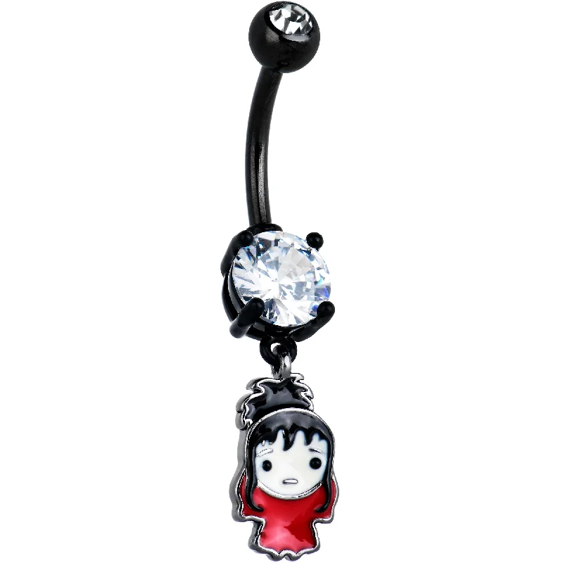 Elegant Belly Rings for Special Occasions -Clear Gem Black Officially Licensed Beetlejuice Lydia Dangle Belly Ring Elegant Belly Rings for Special Occasions -Clear Gem Black Officially Licensed Beetlejuice Lydia Dangle Belly Ring