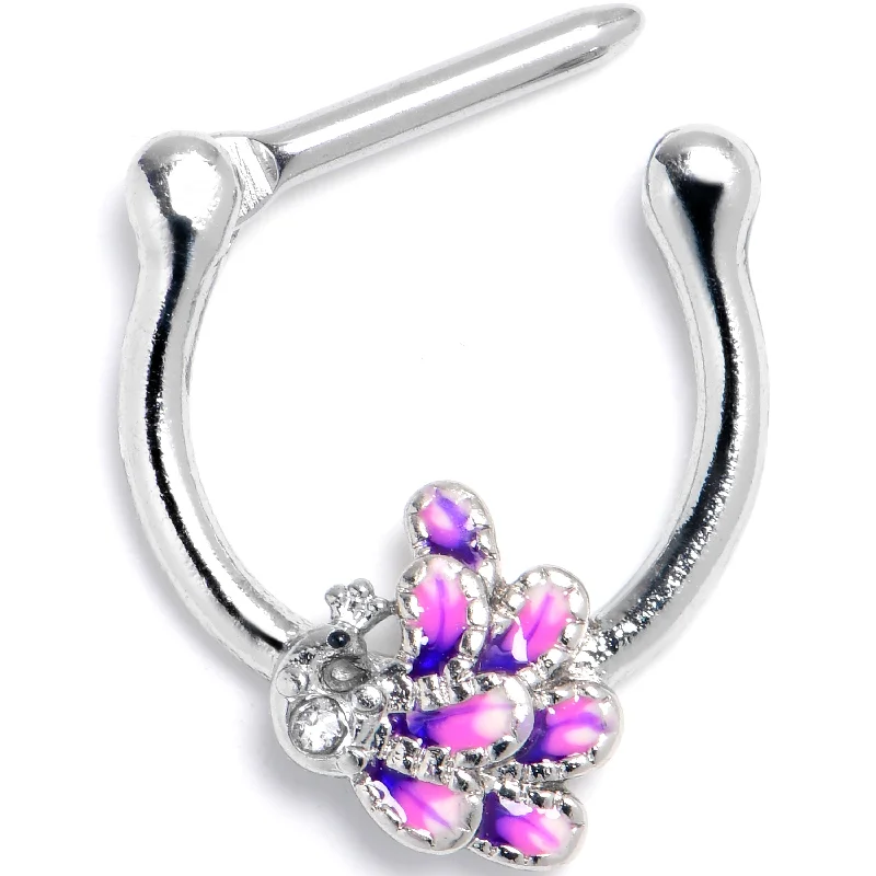 Nose Rings for All Fashion Styles -16 Gauge 5/16 Black Gem Peacock Purple Cartilage Clicker Nose Rings for All Fashion Styles -16 Gauge 5/16 Black Gem Peacock Purple Cartilage Clicker