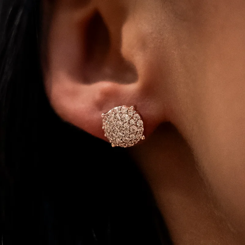 Women's Earrings – Elegant Designs for Every Personality--10mm Pave Round Earrings in Rose Gold