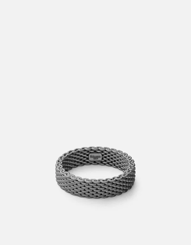 Top Men's Rings – Crafted for Every Style  Moore Mesh Ring, Matte Black Rhodium
