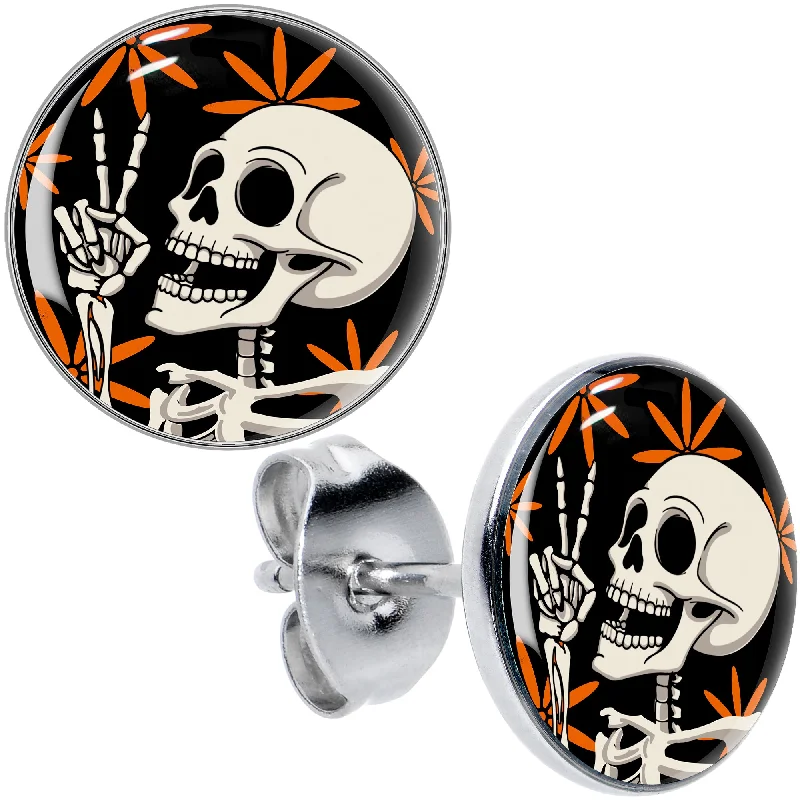 Women's Earrings – Elegant Designs for Every Personality--Peace Sign Skeleton Stud Earrings Women's Earrings – Elegant Designs for Every Personality--Peace Sign Skeleton Stud Earrings