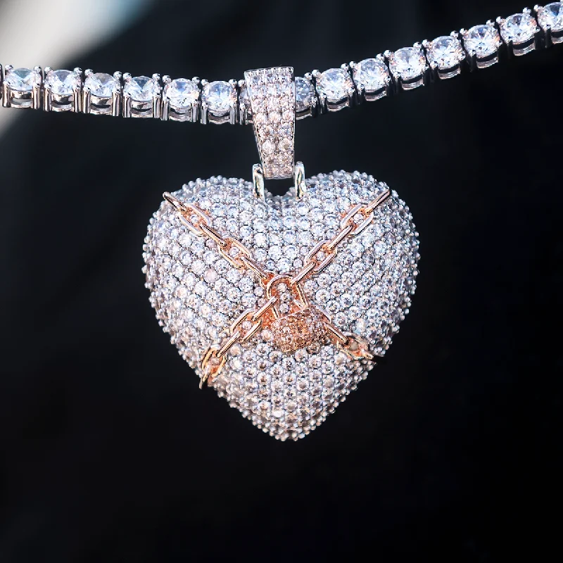 Exclusive Men's Necklaces & Pendants for the Modern Gentleman-Diamond Chained Heart Pendant Exclusive Men's Necklaces & Pendants for the Modern Gentleman-Diamond Chained Heart Pendant