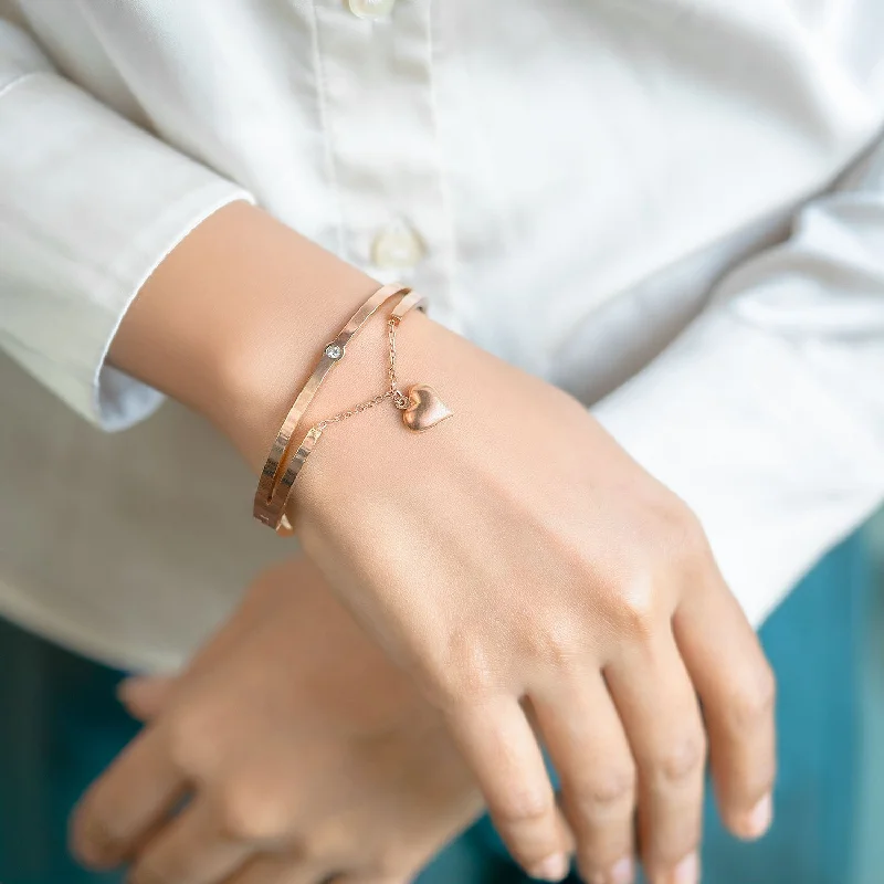 Women's Earrings – Elegant Designs for Every Personality--Rose Gold Heart Dangler Bracelet