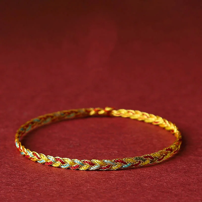 Men's Bracelets with Inspirational Messages-Buddha Stones Handmade Multicolored Dragon Scale Pattern Braid String Bracelet Men's Bracelets with Inspirational Messages-Buddha Stones Handmade Multicolored Dragon Scale Pattern Braid String Bracelet