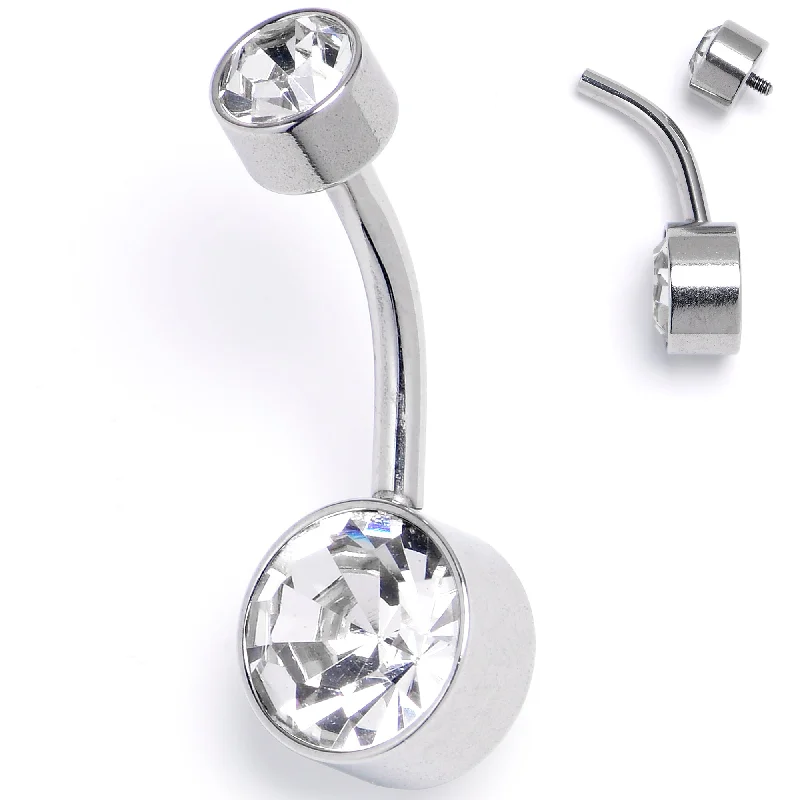 Trendy Belly Rings for Statement Fashion -Clear Gem Internally Threaded Simple Belly Ring Trendy Belly Rings for Statement Fashion -Clear Gem Internally Threaded Simple Belly Ring