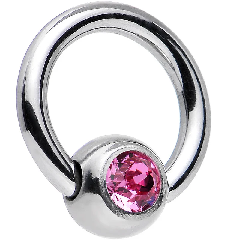 Women's Earrings – Elegant Designs for Every Personality--16 Gauge 1/4 Rose BCR Captive Ring Created with Crystals