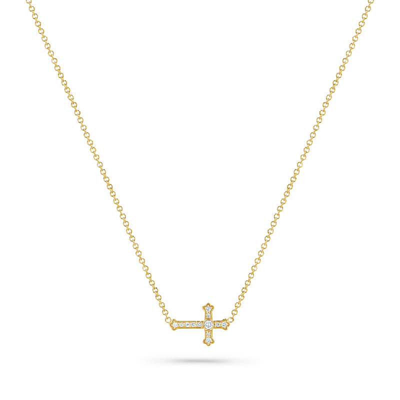 Shop Classic Women's Necklaces & Pendants with a Modern Twist-Diamond Sideways Cross Necklace Shop Classic Women's Necklaces & Pendants with a Modern Twist-Diamond Sideways Cross Necklace