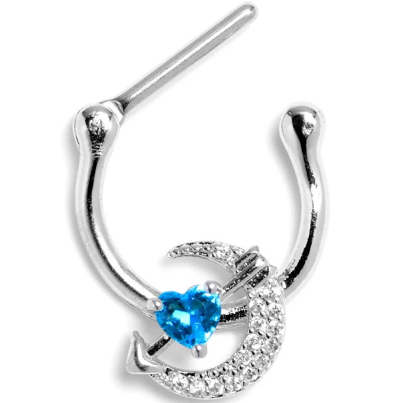 Artistic Designs for Nose Rings -16 Gauge 5/16 Blue Clear CZ Gem Moon Lover Cartilage Clicker Artistic Designs for Nose Rings -16 Gauge 5/16 Blue Clear CZ Gem Moon Lover Cartilage Clicker