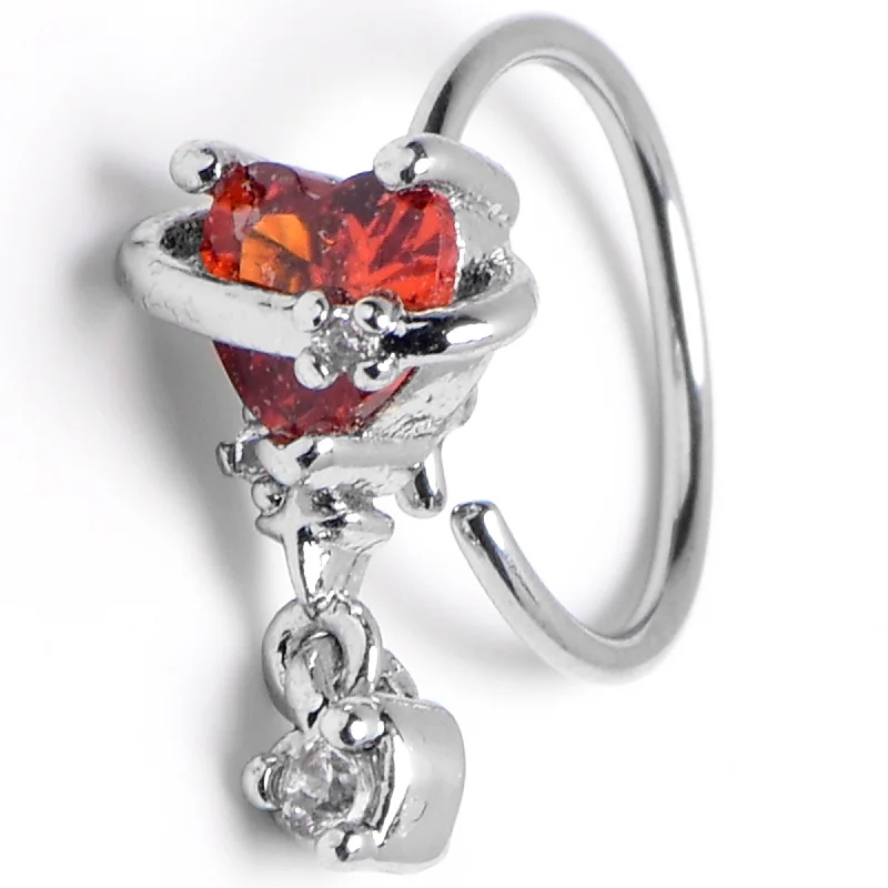 Nose Rings with Designer Craftsmanship -20 Gauge 5/16 Red Heart Dangle Conch Hoop Septum Ring Cartilage Helix Hoop Earring Nose Rings with Designer Craftsmanship -20 Gauge 5/16 Red Heart Dangle Conch Hoop Septum Ring Cartilage Helix Hoop Earring