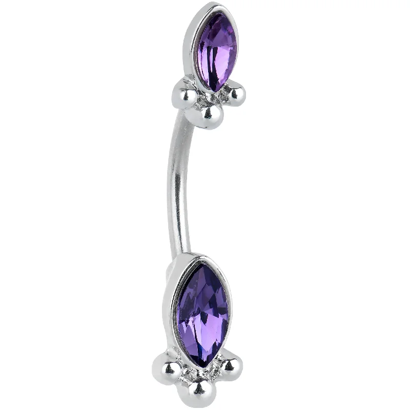 Stylish Belly Rings for Exclusive Fashion -Purple Gem Art Deco Ovals Double Mount Belly Ring Stylish Belly Rings for Exclusive Fashion -Purple Gem Art Deco Ovals Double Mount Belly Ring