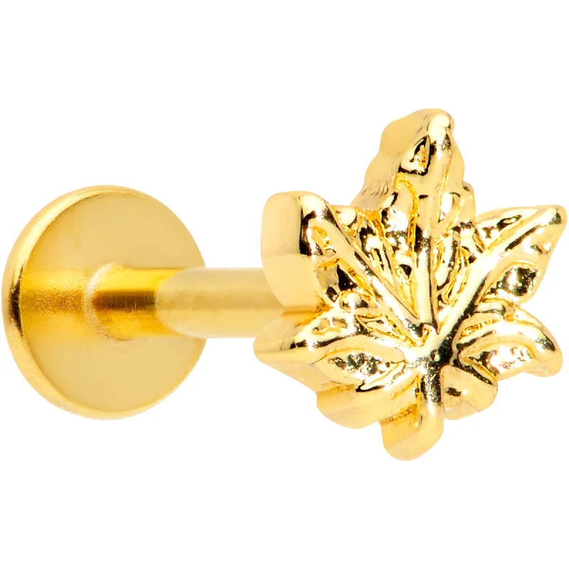 Beautiful Lip Rings with Creative Features16 Gauge 5/16 Gold Tone Pot Leaf Labret Monroe Tragus