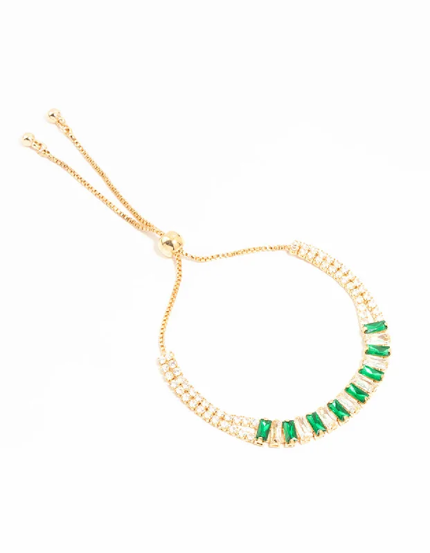 Wedding-Ready Bangles for Women-Gold Baguette Cut Green Cubic Zirconia Toggle Bracelet Wedding-Ready Bangles for Women-Gold Baguette Cut Green Cubic Zirconia Toggle Bracelet