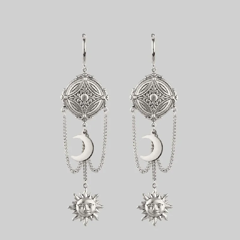 Women's Earrings – Elegant Designs for Every Personality--EQUINOX. Celestial Path Chain Hoop Earrings - Silver Women's Earrings – Elegant Designs for Every Personality--EQUINOX. Celestial Path Chain Hoop Earrings - Silver