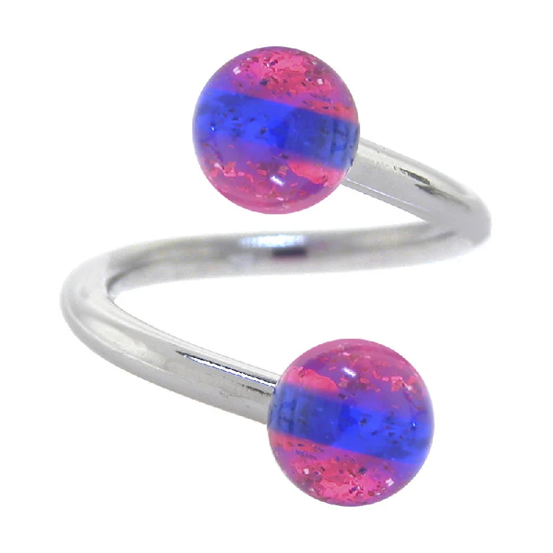 Stunning Belly Rings for Fashionable Women -Pink Blue Striped HIGHBALL Spiral Belly Button Ring Stunning Belly Rings for Fashionable Women -Pink Blue Striped HIGHBALL Spiral Belly Button Ring