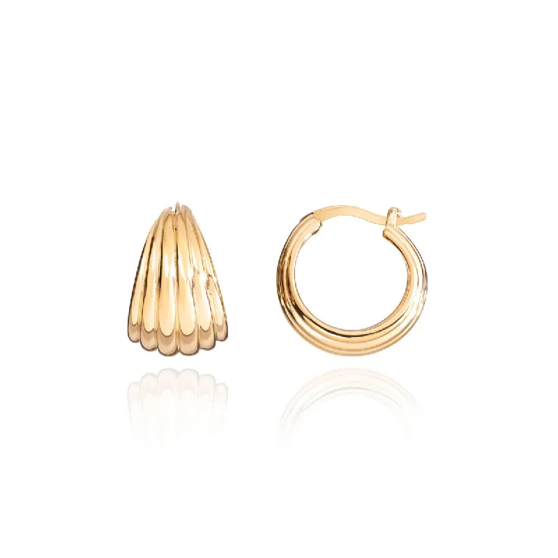 Women's Earrings – Elegant Designs for Every Personality--Ribbed Hoops (Gold)