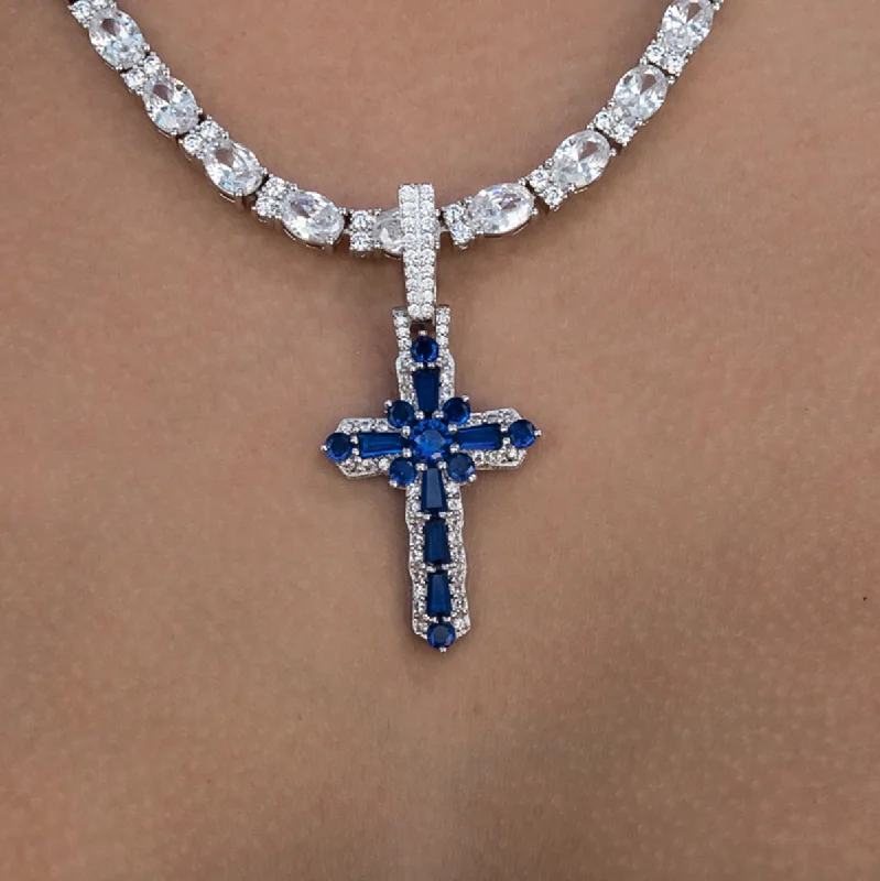 Shop Classic Women's Necklaces & Pendants with a Modern Twist-Colored Baguette Cross Pendant Shop Classic Women's Necklaces & Pendants with a Modern Twist-Colored Baguette Cross Pendant
