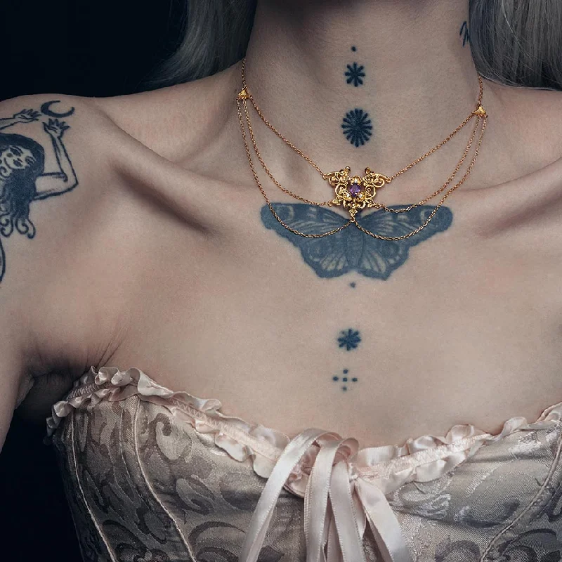 Shop Classic Women's Necklaces & Pendants with a Modern Twist-MALVOLIA. Garden of Remembrance Amethyst Necklace - Gold Shop Classic Women's Necklaces & Pendants with a Modern Twist-MALVOLIA. Garden of Remembrance Amethyst Necklace - Gold