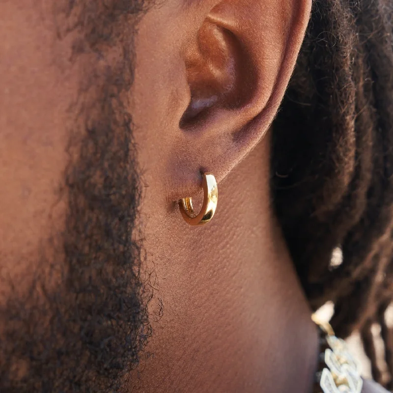 Shop Durable Men's Earrings for Everyday Wear-Solid Gold Polished Round Huggie Earrings Shop Durable Men's Earrings for Everyday Wear-Solid Gold Polished Round Huggie Earrings