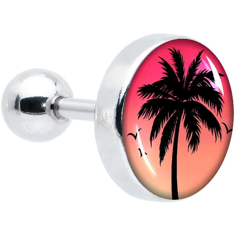 Women's Earrings – Elegant Designs for Every Personality--16 Gauge 1/4 Red Sunset Palm Tree Cartilage Tragus Earring