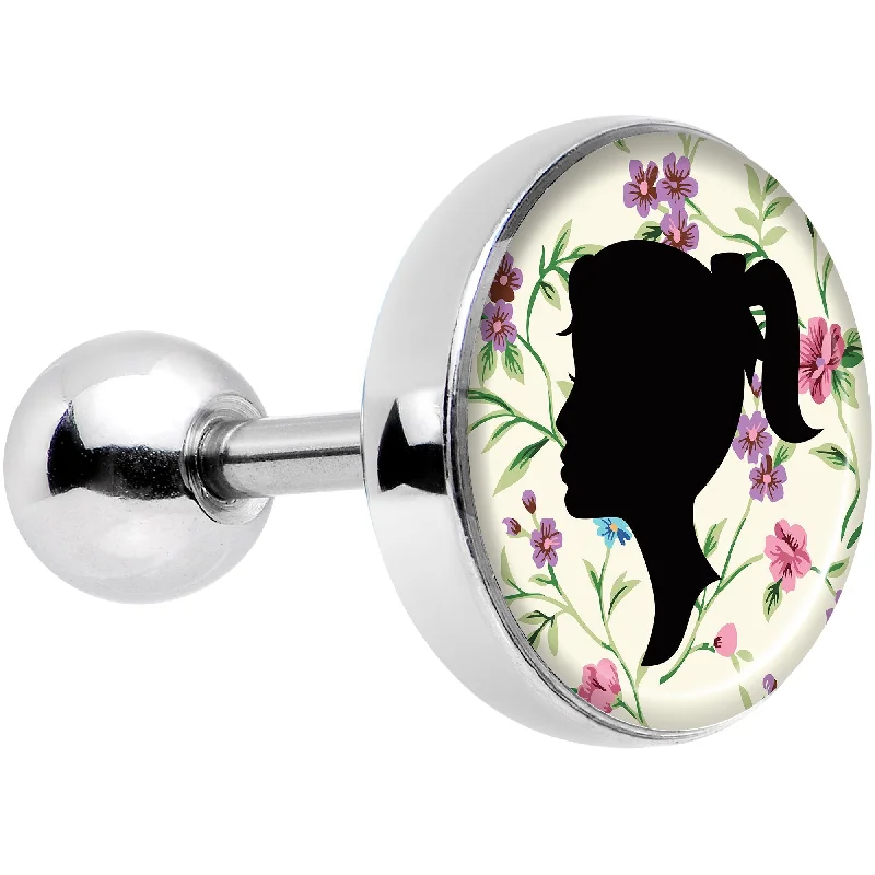 Women's Earrings – Elegant Designs for Every Personality--16 Gauge 1/4 Woman Floral Silhouette Tragus Cartilage Earring