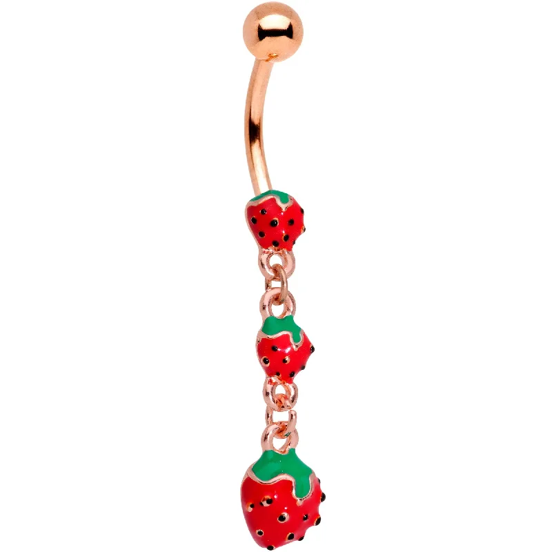 Elegant Belly Rings for Sophisticated Style -Gold Tone Beautiful Berry Bounty Dangle Belly Ring Elegant Belly Rings for Sophisticated Style -Gold Tone Beautiful Berry Bounty Dangle Belly Ring