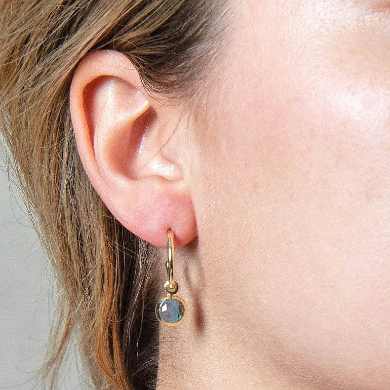 Women's Earrings – Elegant Designs for Every Personality--Labradorite Golden Hoop Earrings