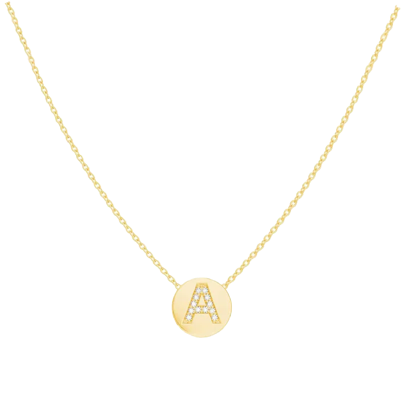Shop Classic Women's  Necklaces & Pendants with a Modern Twist-Kids Diamond Initial Coin Necklace
