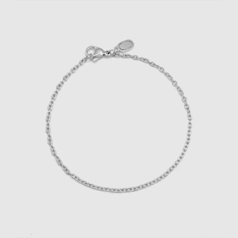 Men's Elastic Bracelets-Cable Bracelet (Silver) 2mm