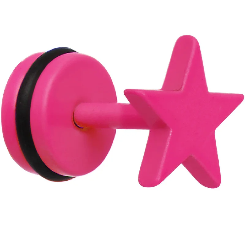 Women's Earrings – Elegant Designs for Every Personality--Pink Neon Enamel Rising Star Cheater Plug