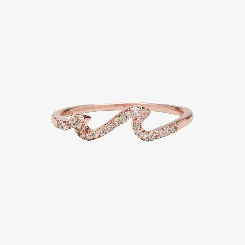 Chic Women's Rings for Fashion-Forward Looks-Pave Wave Ring