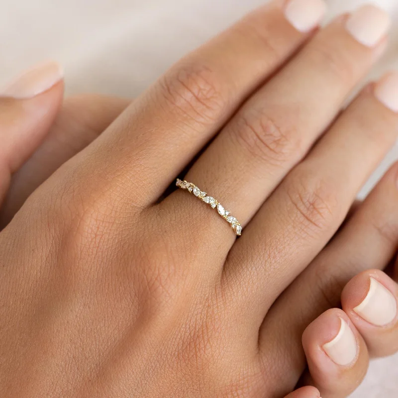 Chic Women's Rings for Fashion-Forward Looks-Marquise and Round Diamond Band - Cecilia