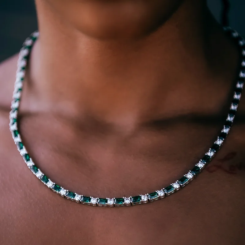 Shop Classic Women's Necklaces & Pendants with a Modern Twist-Emerald Baguette Tennis Necklace Shop Classic Women's Necklaces & Pendants with a Modern Twist-Emerald Baguette Tennis Necklace