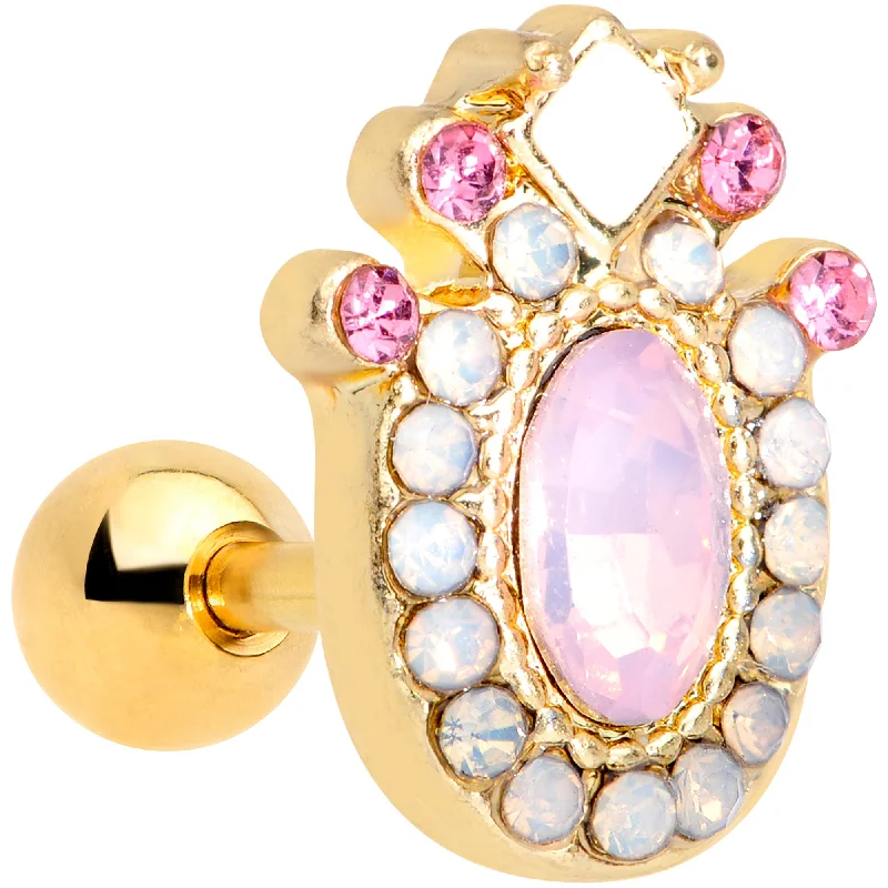 Women's Earrings – Elegant Designs for Every Personality--16 Gauge 1/4 Pink Gem White Faux Opal Gold Tone Cartilage Tragus Women's Earrings – Elegant Designs for Every Personality--16 Gauge 1/4 Pink Gem White Faux Opal Gold Tone Cartilage Tragus