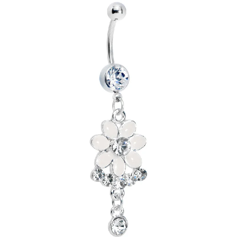 Unique Belly Rings with Elegant Features -Crystalline Gem Delightful Daisy Flower Belly Ring Unique Belly Rings with Elegant Features -Crystalline Gem Delightful Daisy Flower Belly Ring