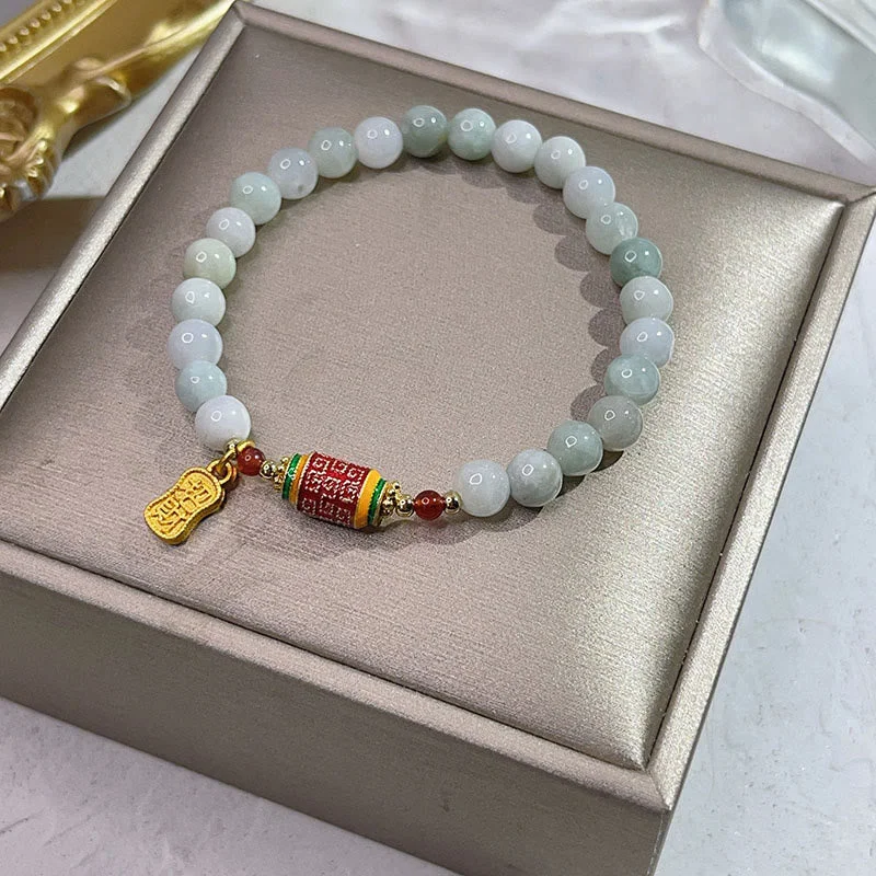 Boho Style Bangles for Women-Buddha Stones Tibetan Natural Jade Fu Character Prayer Wheel Prosperity Abundance Bracelet Boho Style Bangles for Women-Buddha Stones Tibetan Natural Jade Fu Character Prayer Wheel Prosperity Abundance Bracelet