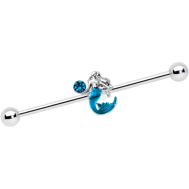 Women's Earrings – Elegant Designs for Every Personality--14 Gauge Blue Gem Blue Mermaid Industrial Barbell 38mm Women's Earrings – Elegant Designs for Every Personality--14 Gauge Blue Gem Blue Mermaid Industrial Barbell 38mm