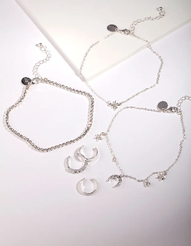 Unique Anklets with Personal Charm-Silver Toe Ring & Anklet Set